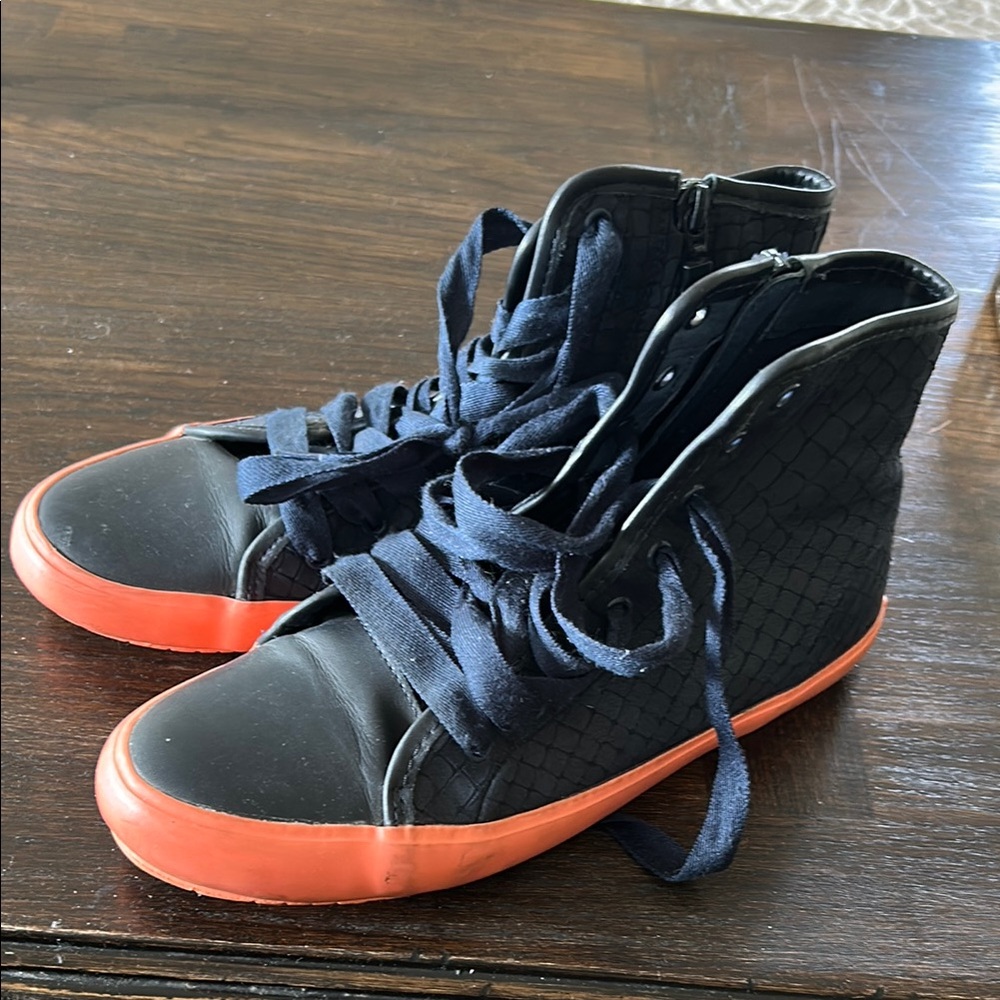 Camper Black and Orange High-Top Sneakers